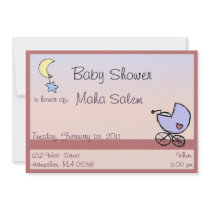 Rose baby buggy - Baby girl shower invitations
