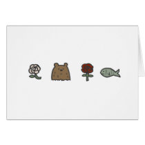 Rose-Bear-Rose-Fish Note Cards cards