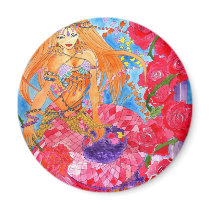 rose bellydancer mermaid round magnet magnets