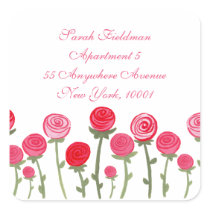 Rose Blooms White Name Address Label Sticker