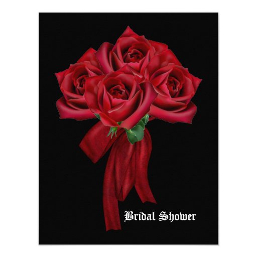 Rose Bouquet Gothic Bridal Shower Personalized Invite