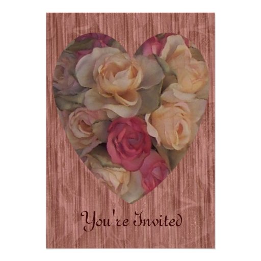 Rose Bouquet Heart Custom Announcements