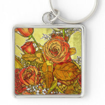 Rose Bouquet Modern Floral Keychain