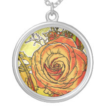 Rose Bouquet Silver Plated Pendant / Necklace