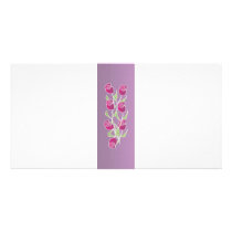 Rose bouquet with purple background photo card