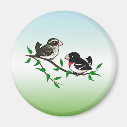 Rose-breasted Grosbeak Couple Round Magnet