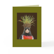 Rose-breasted grosbeak/grass clump card