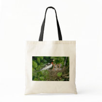 Rose-breasted Grosbeak (male) with young Canvas Bag