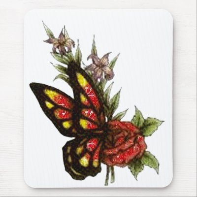 Rose Butterfly Mouse Pads by fstasu54