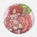 Rose by Al Rio - Pinup Girl in Lingerie on a Rose Magnets