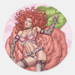Rose by Al Rio - Pinup Girl in Lingerie on a Rose Stickers