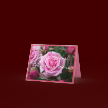 Rose Cards Pink Flowers Custom Greeting Card cards