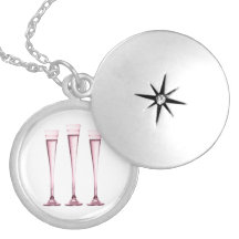Rose Champagne Flutes Necklace