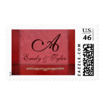 Rose colored monogram postage by aslentz Rose colored monogram postage