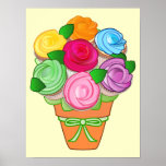Rose Cupcake Bouquet Poster