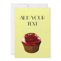 cupcake, dessert, treat, sweet, cake, pastry, bake, birthday, celebration, event, save the date, restaurant, bakery, rose, flower, floral pattern cupcake, cape marigold, English novel, sun marigold, Alice (Alice's Adventures in Wonderland), anemonella thalictroides, Wonderland (fictional country), aquilege, anthropomorphism, delphinium ajacis, pseudonym, consolida ambigua, Lewis Carroll, rocket larkspur, fantasy world, star of the veldt, logic, pilewort, literary nonsense, lesser celandine, narrative, felicia amelloides, fantasy, Invitation with custom graphic design