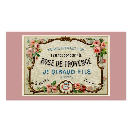Rose de Provance a French Perfume Business Card Templates (front side)