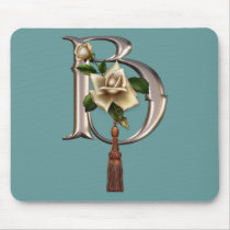 Rose Elegance Monogram B mousepads by SweetRascal Rose Elegance Monogram B mousepads