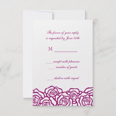 Wedding Invitation Rsvp Card Wording on Rose Elegant Wedding Rsvp Card Personalized Invitations From Zazzle