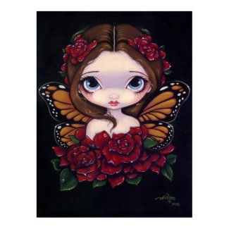 Rose Fairy ART PRINT big eye fantasy print