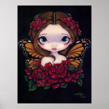 Rose Fairy ART PRINT big eye fantasy