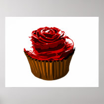 Rose floral design cupcake poster