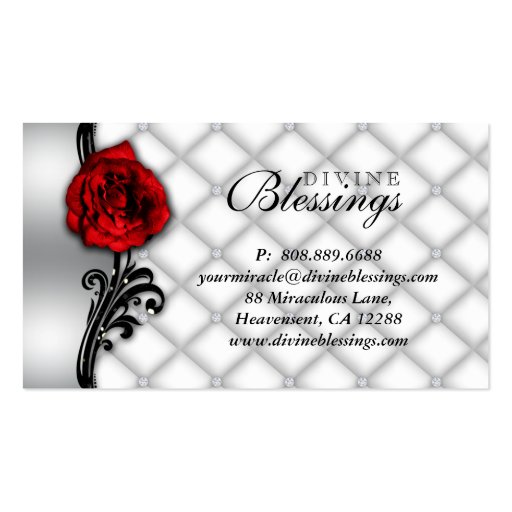 Rose Flower Fashion Jewelry Butterfly Glitter Business Card Templates (back side)