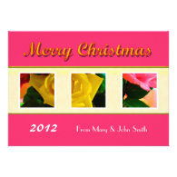 Rose flowers family photo Christmas greeting card