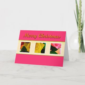 rose flowers pink Christmas greeting card