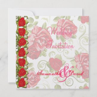 Rose Flowers Wedding Invitation Card