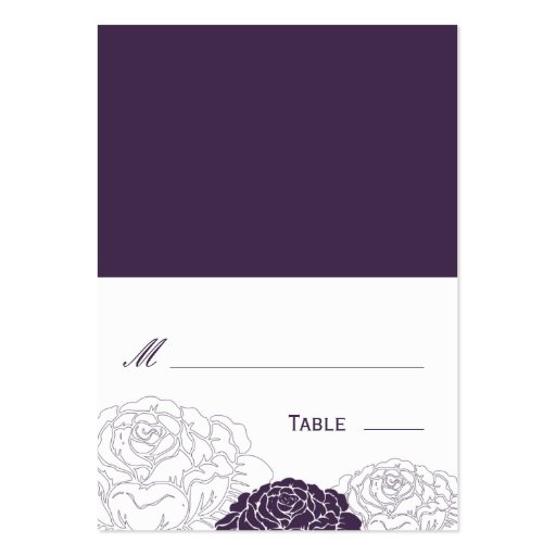 Rose Garden Folded Wedding Place Card - Purple Business Card Template (front side)