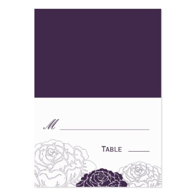 Rose Garden Folded Wedding Place Card - Purple Large Business Card