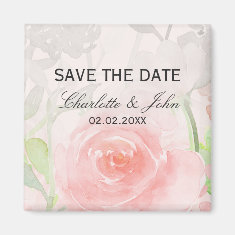Rose Garden Modern Floral wedding save the Date 2 Inch Square Magnet
