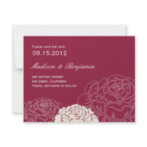 Rose Garden Save The Date Card - RIch Red invitations by berryberrysweet Rose Garden Save The Date Card - RIch Red invitations