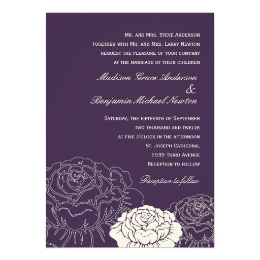 Rose Garden Wedding Invitation - Purple