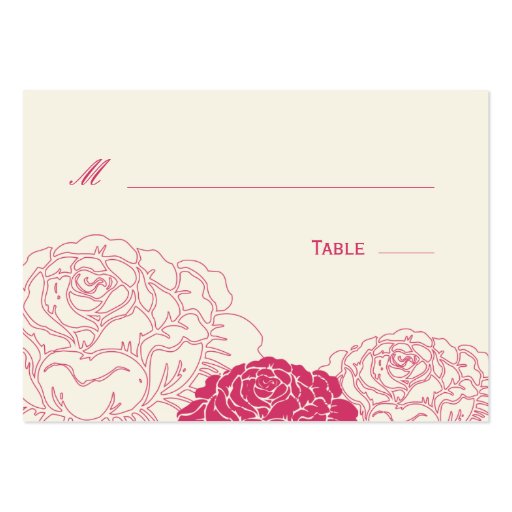Rose Garden Wedding Place Card - Pink Business Card Templates (front side)