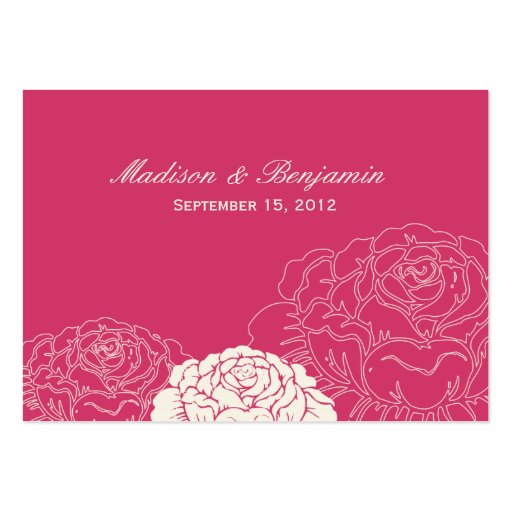 Rose Garden Wedding Place Card - Pink Business Card Templates (back side)