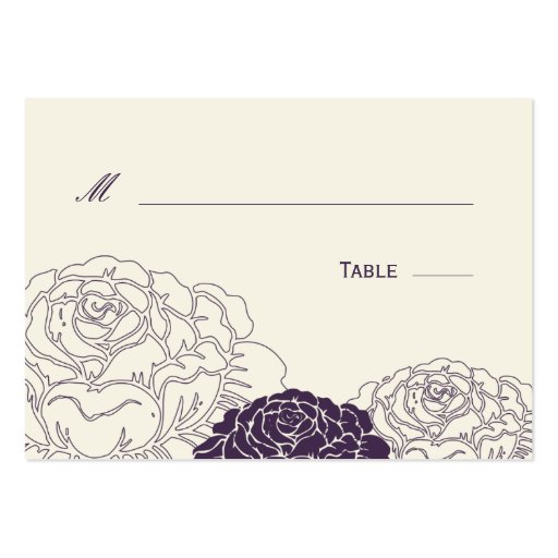 Rose Garden Wedding Place Card - Purple Business Card (front side)