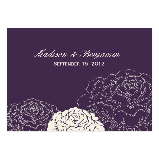 Rose Garden Wedding Place Card - Purple Business Card (back side)