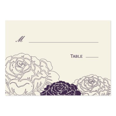 Rose Garden Wedding Place Card - Purple Large Business Card