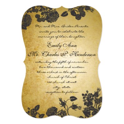 Rose Gold and Black Roses Wedding Invitation