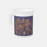 Rose Gold Dragon on Blue Slate Leather Texture pitchers