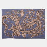 Rose Gold Dragon on Blue Slate Leather Texture placemats