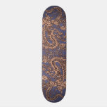 Rose Gold Dragon on Blue Slate Leather Texture skateboards
