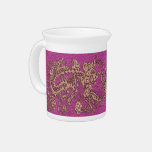 Rose Gold Dragon on Pink Magenta Leather Texture pitchers