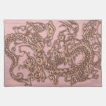 Rose Gold  Dragon on Powder Pink Leather Texture placemats