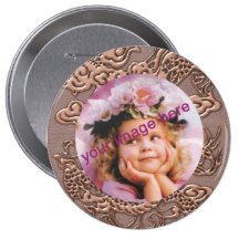 Rose Gold Dragon on Taupe Leather Texture Pinback Button
