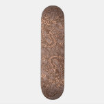 Rose Gold Dragon on Taupe Leather Texture skateboards
