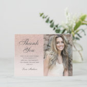 Rose Gold Glitter Blush Photo Thank You Sweet Zazzle