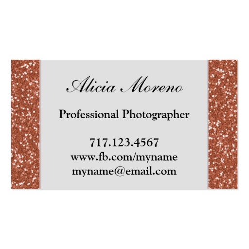 Rose Gold Glitter Personalized Business Cards (back side)